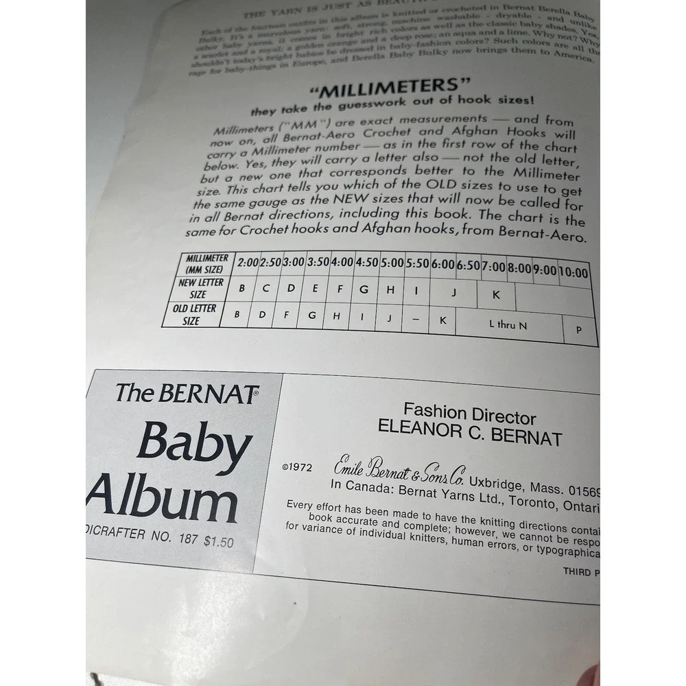 Vintage 1972 The Bernat Baby Album #187 Knitting Crochet Booklet 36 Pages